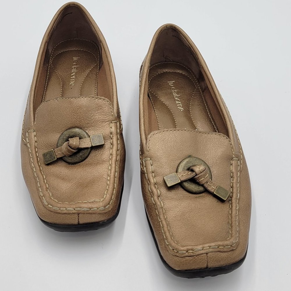 $Sale!🟩LIZ CLAIBORNE- AFRICA Bronze Slip-on Square Toe Leather Loafers  …